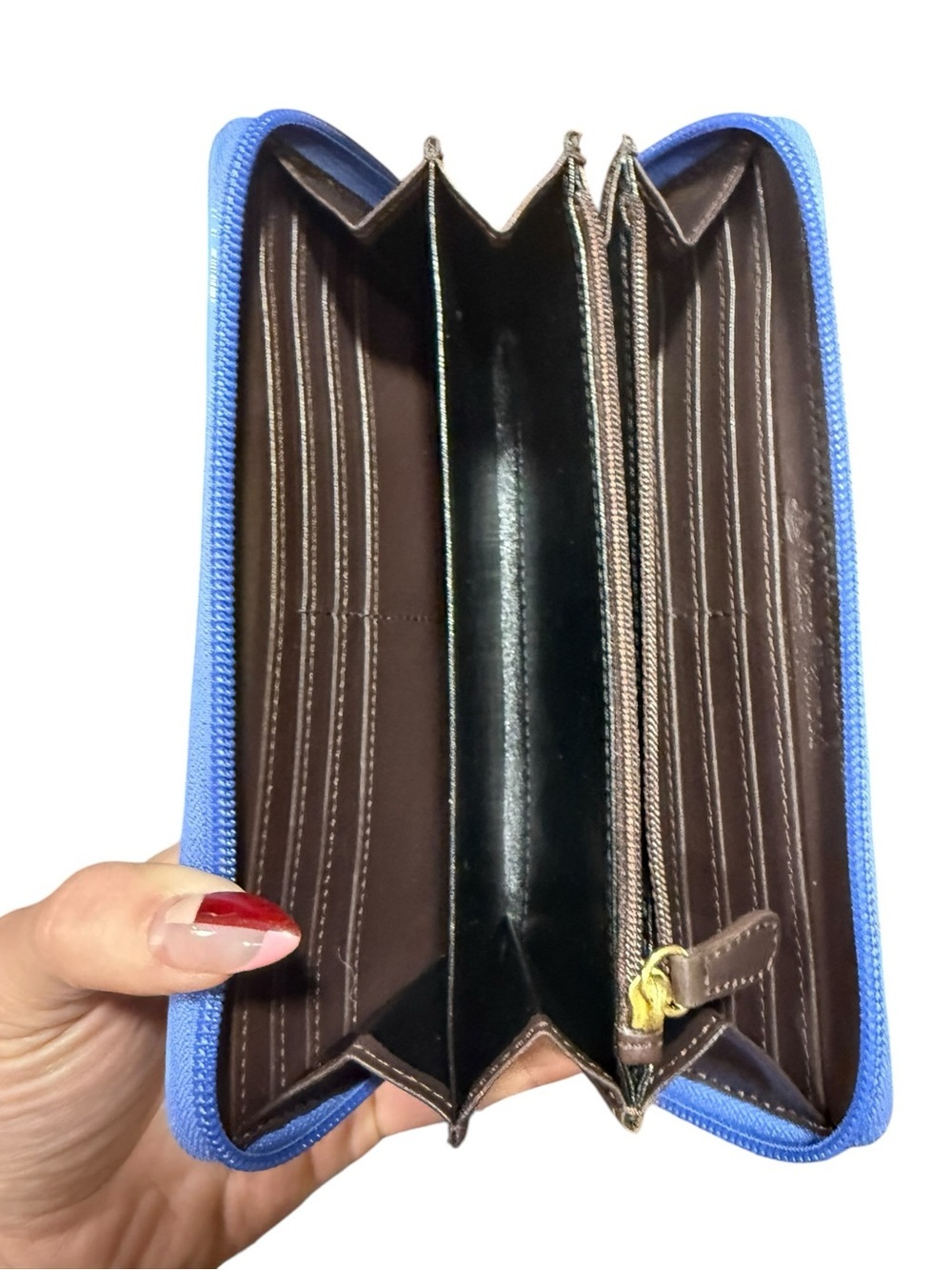 Vivienne Westwood Blue Patent Leather Orb Bow Zip Around Wallet - Picture 7 of 12
